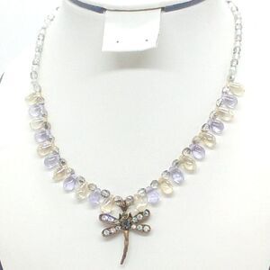VTG KIRKS FOLLY AB Rhinestone Dragonfly Glass Teardrop & Crystal Bead Necklace